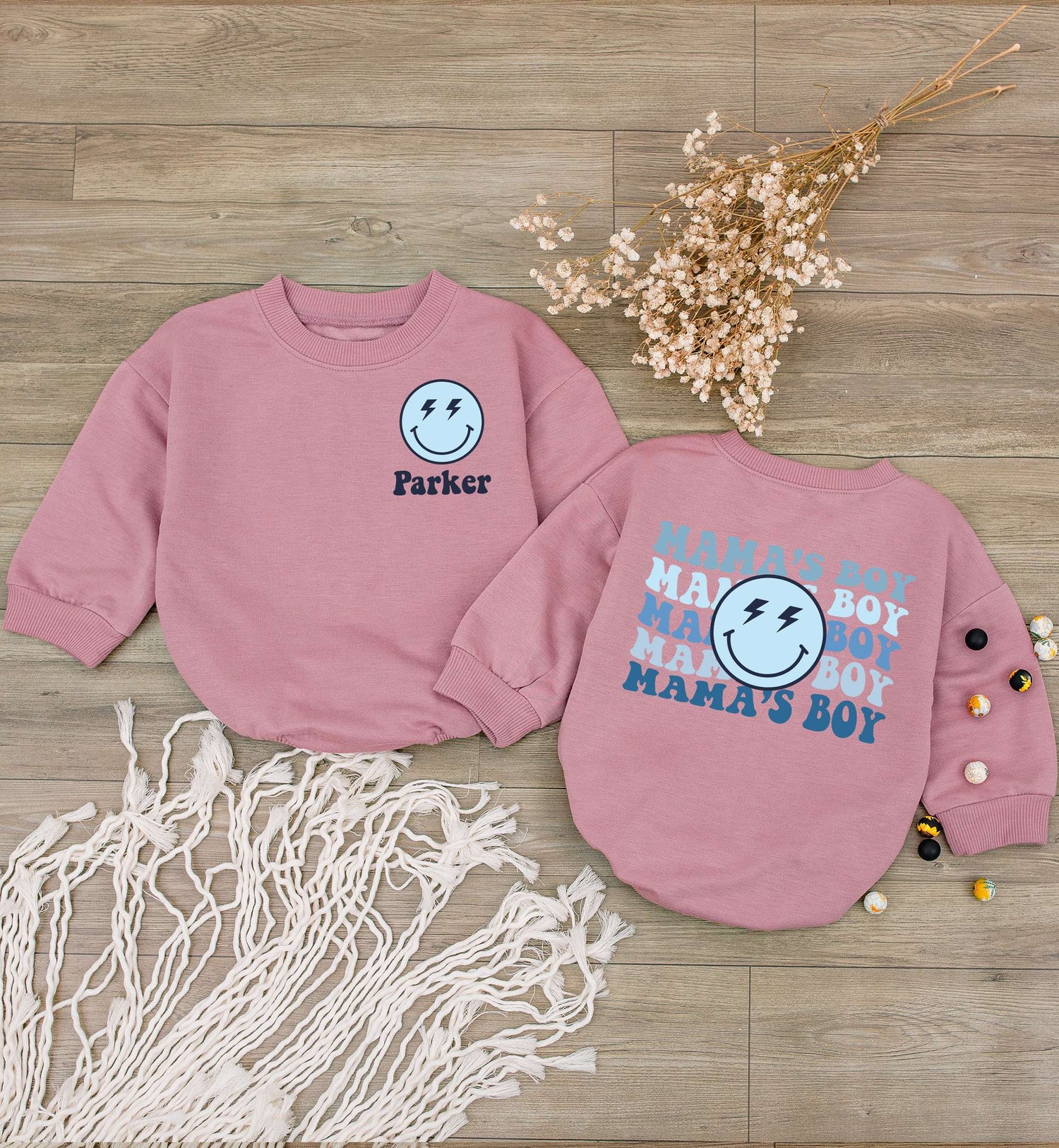 Custom Mama's Boy Baby Romper Newborn Outfit Mother's Day Gift Baby Shower Present image 2