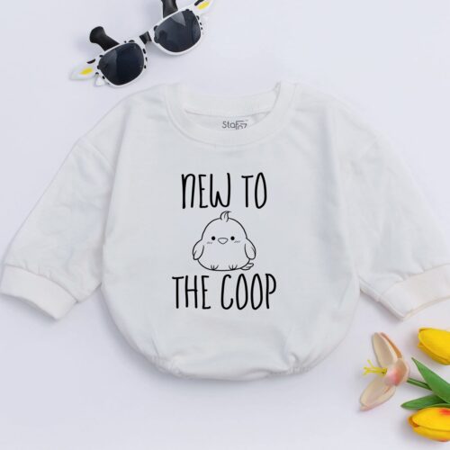 New to the Coop Baby Romper Chicken Announcement Gift Baby Shower Outfit Cute Baby Clothes image 0