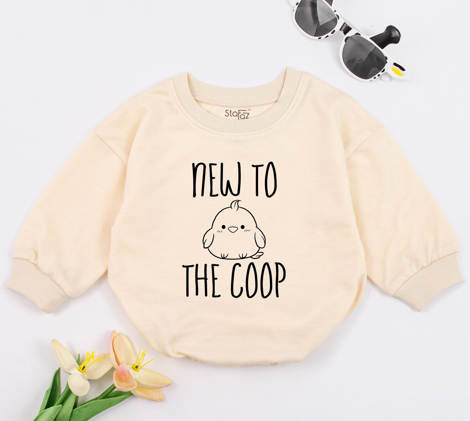 New to the Coop Baby Romper Chicken Announcement Gift Baby Shower Outfit Cute Baby Clothes image 1