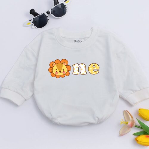 First Birthday Baby Romper Cute Animal Infant Bodysuit Boys Girls 1st Birthday Gift image 0