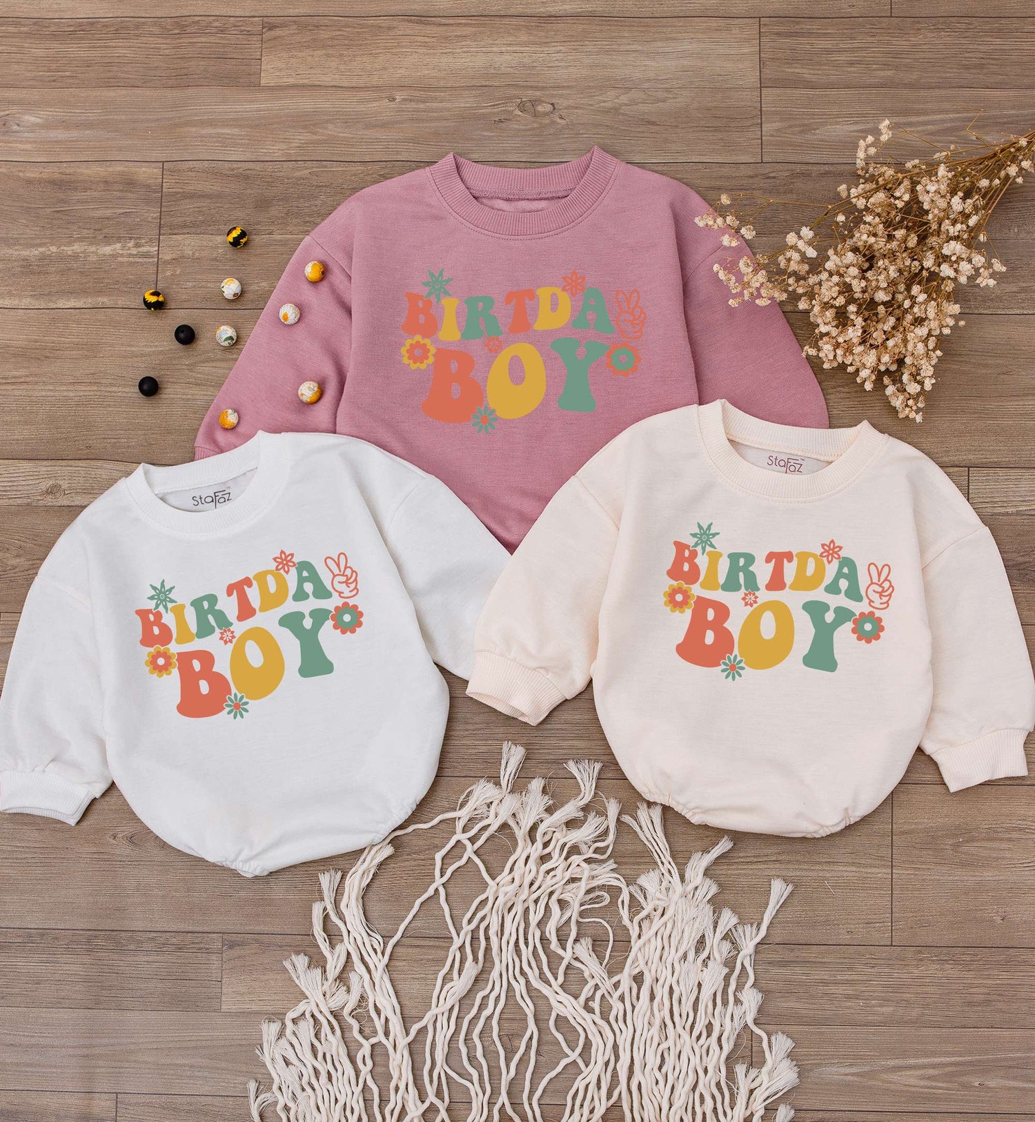 Birthday Boy Baby Romper Baby Announcement Outfit Toddler 1st Birthday Bodysuit image 1