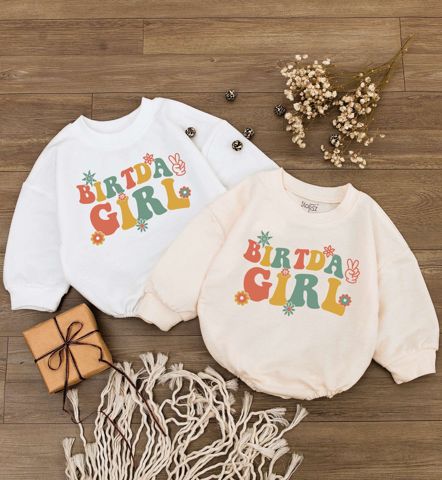 Birthday Girl Baby Romper Wavy Letter Bodysuit Baby Shower & 1st Birthday Outfit image 3