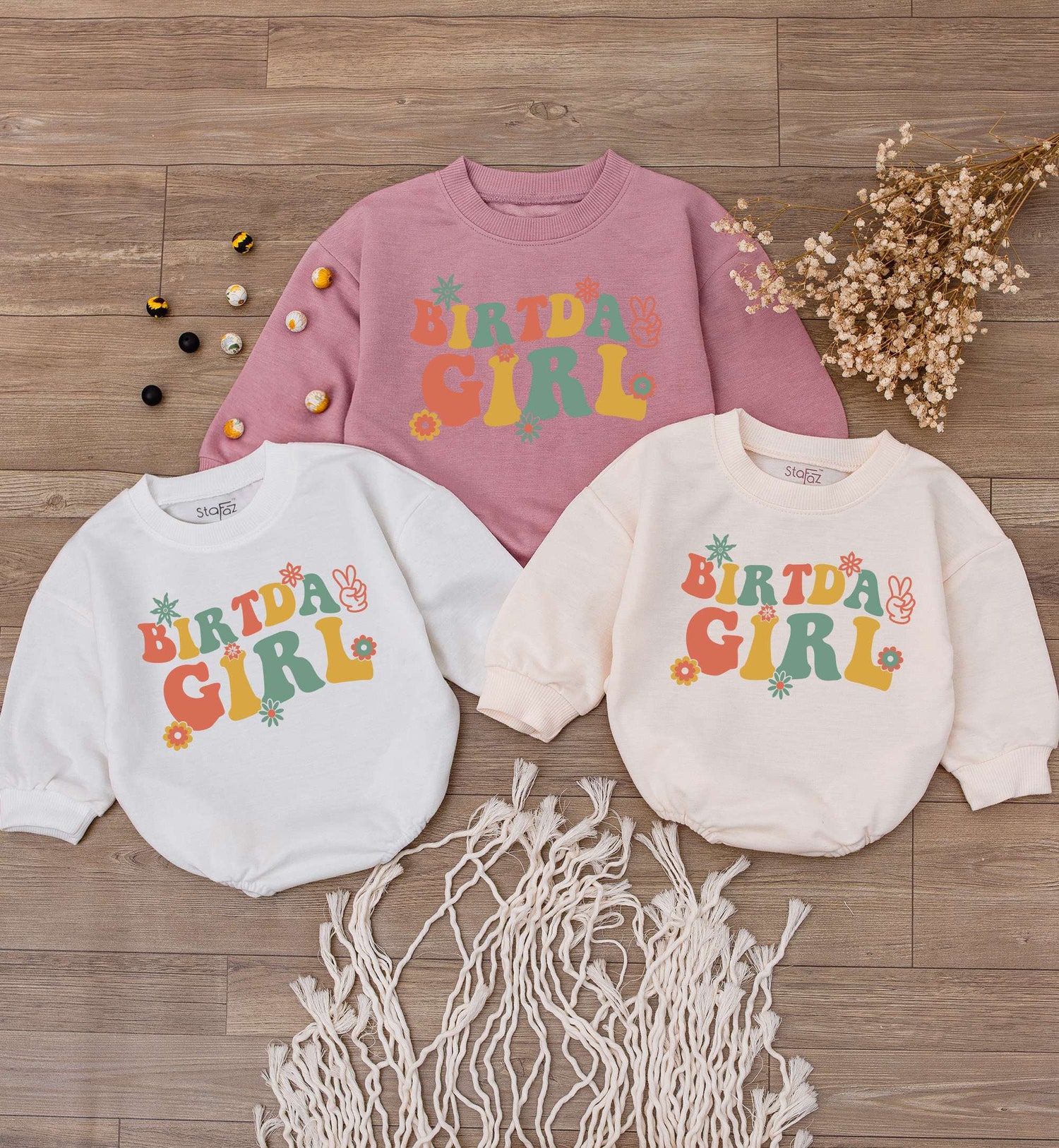 Birthday Girl Baby Romper Wavy Letter Bodysuit Baby Shower & 1st Birthday Outfit image 4