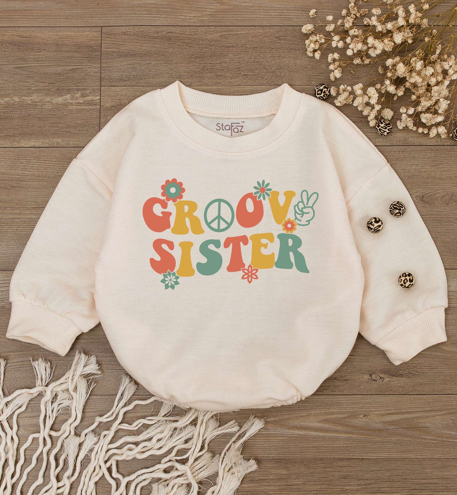 Groovy Sister Baby Bodysuit Big Sis Newborn Romper Baby Shower Outfit 1st Mother's Day Shirt Toddler Tee image 1