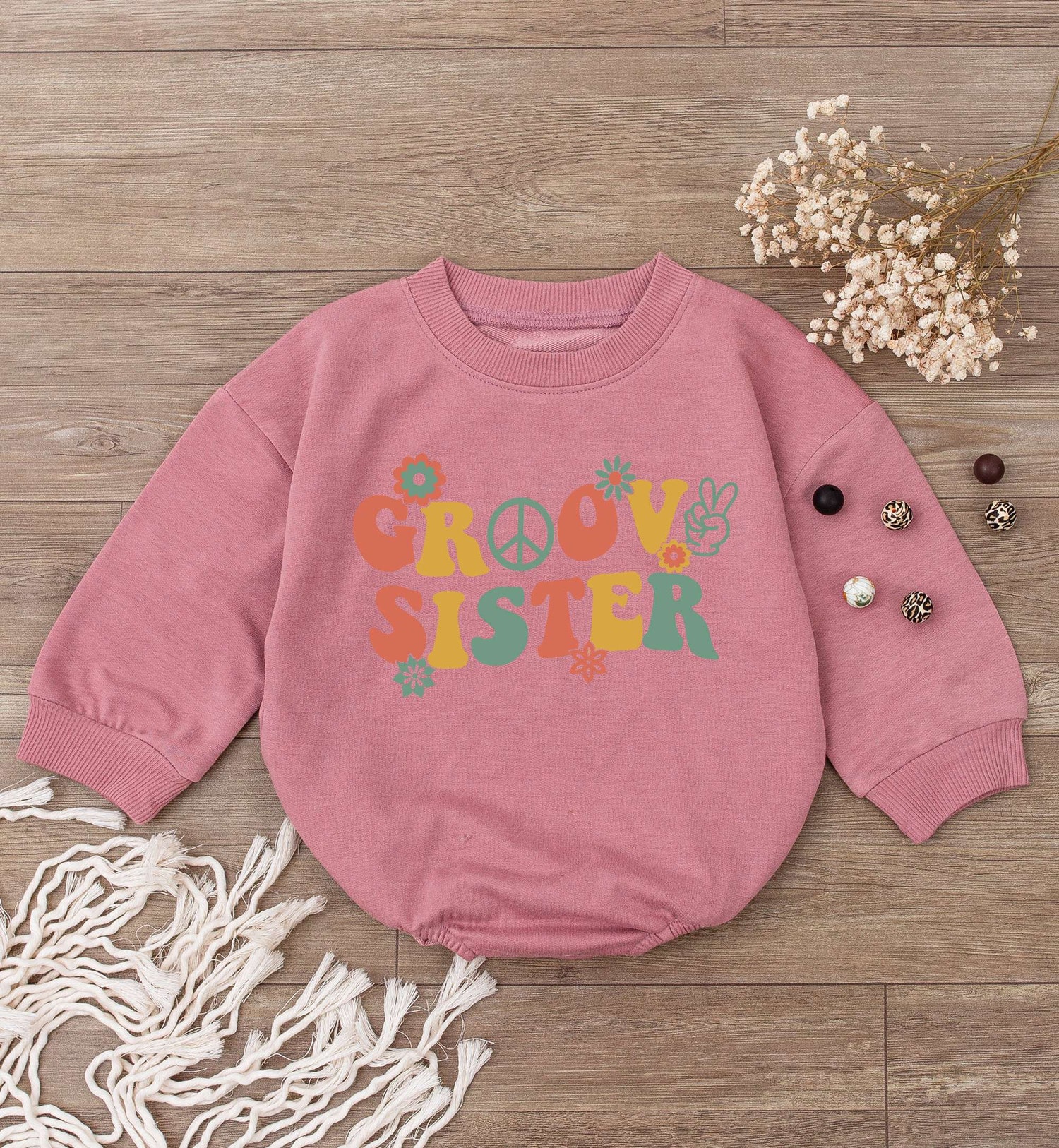 Groovy Sister Baby Bodysuit Big Sis Newborn Romper Baby Shower Outfit 1st Mother's Day Shirt Toddler Tee image 2