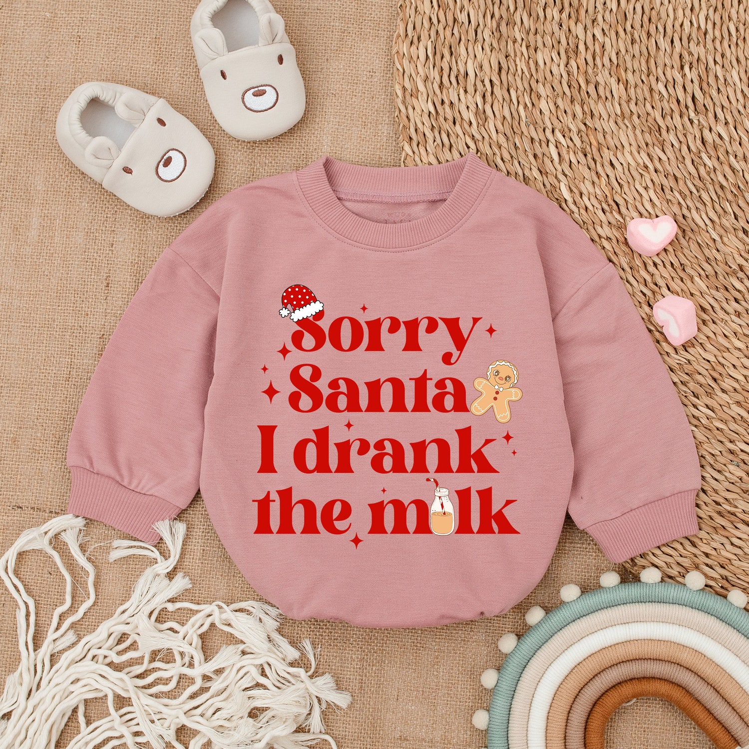 Sorry Santa I Drank The Milk Baby Romper Christmas Bodysuit First Christmas Baby Outfit image 2