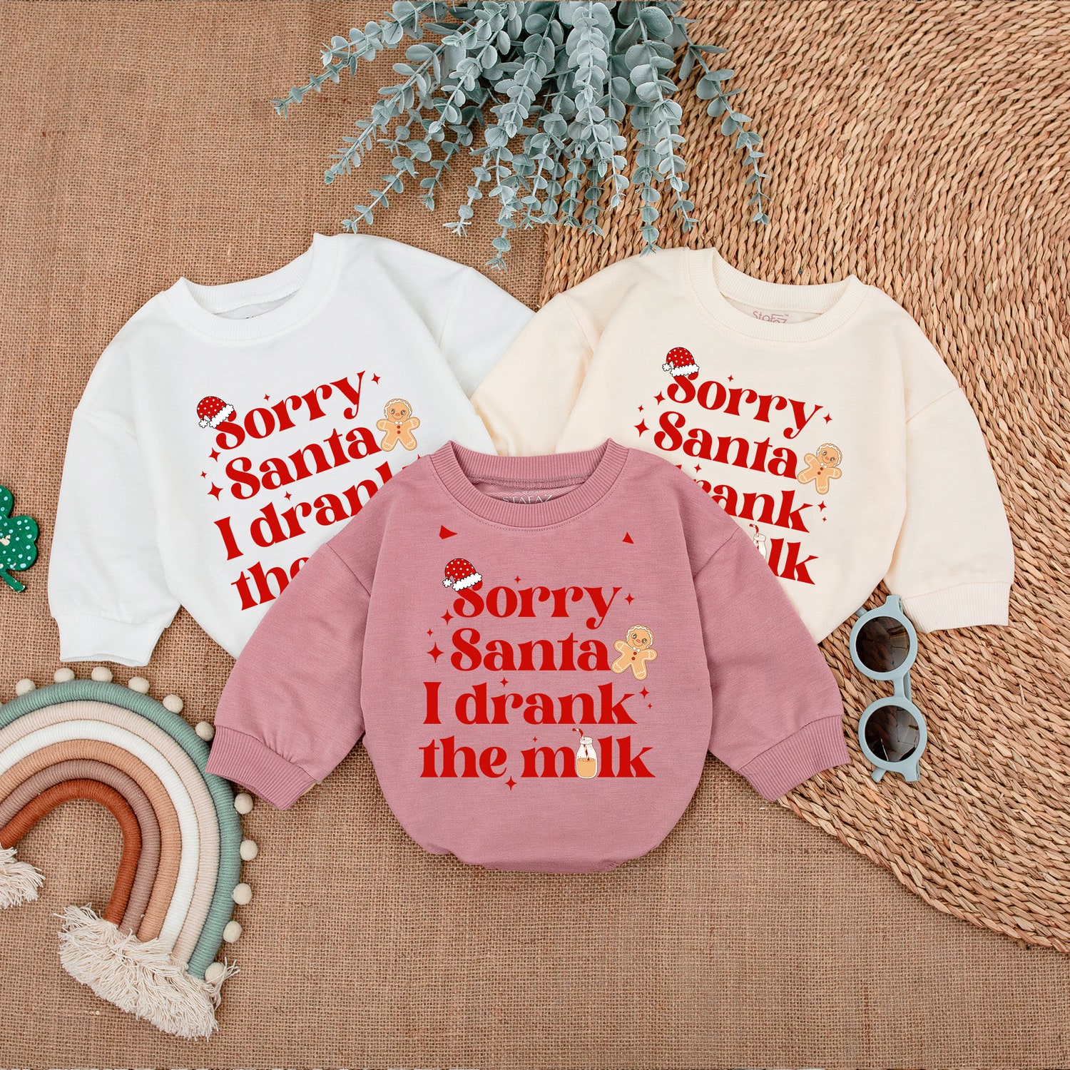 Sorry Santa I Drank The Milk Baby Romper Christmas Bodysuit First Christmas Baby Outfit image 3