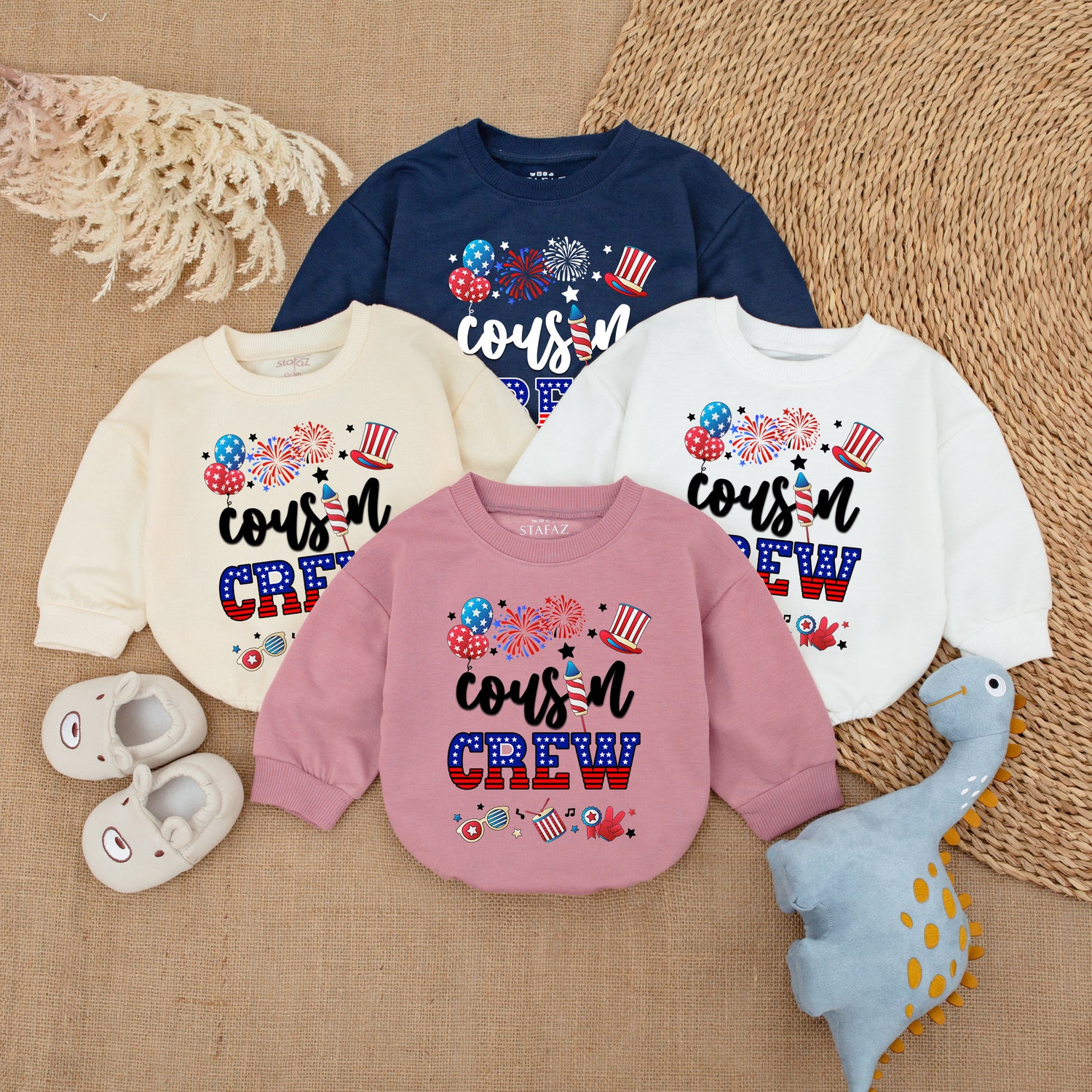 Cousin Crew July 4th Matching Shirts for Kids Funny Baby Shower Gift Romper Outfit image 3