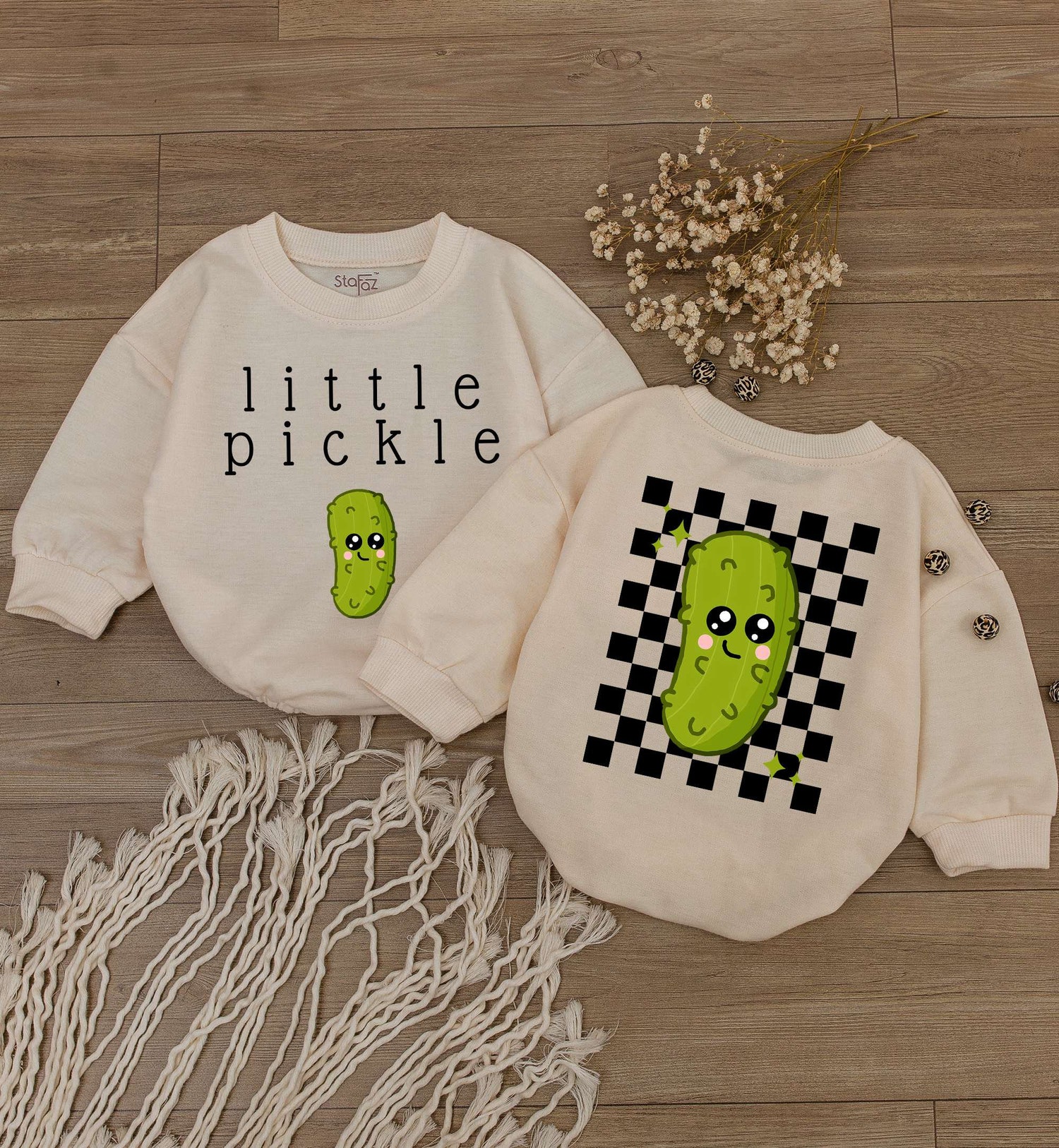 Little Pickle Baby Romper Bodysuit Funny Pickle Jumpsuit Vegan Baby Gift Clothing image 1