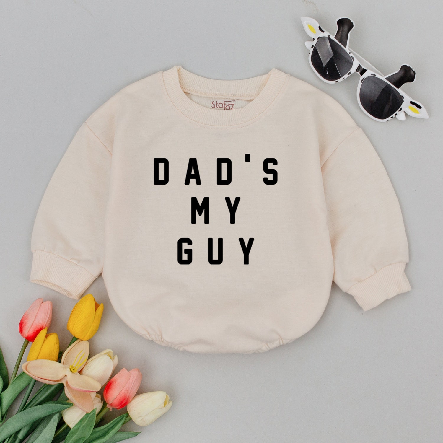 Dad's My Guy Baby Romper Minimalist Bodysuit Father's Day Outfit New Dad Gift image 2