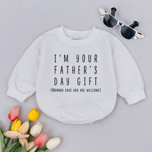 Father's Day Baby Romper Pregnancy Announcement Bodysuit Newborn Gift 1st Father's Day Outfit image 0