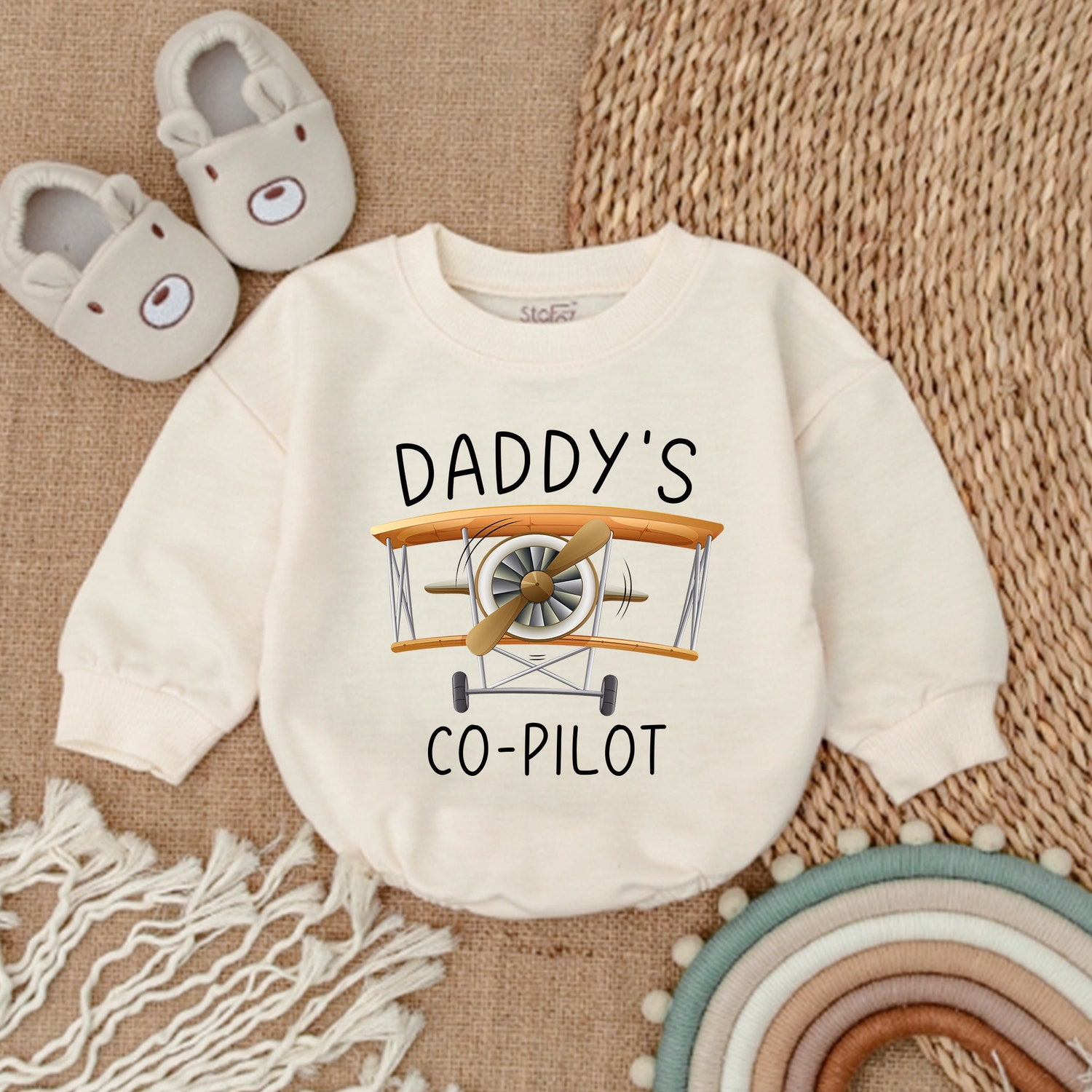 Daddy's Little Copilot Airplane Baby Bodysuit Cute Baby Romper Baby Shower Gift Baby Clothes image 1