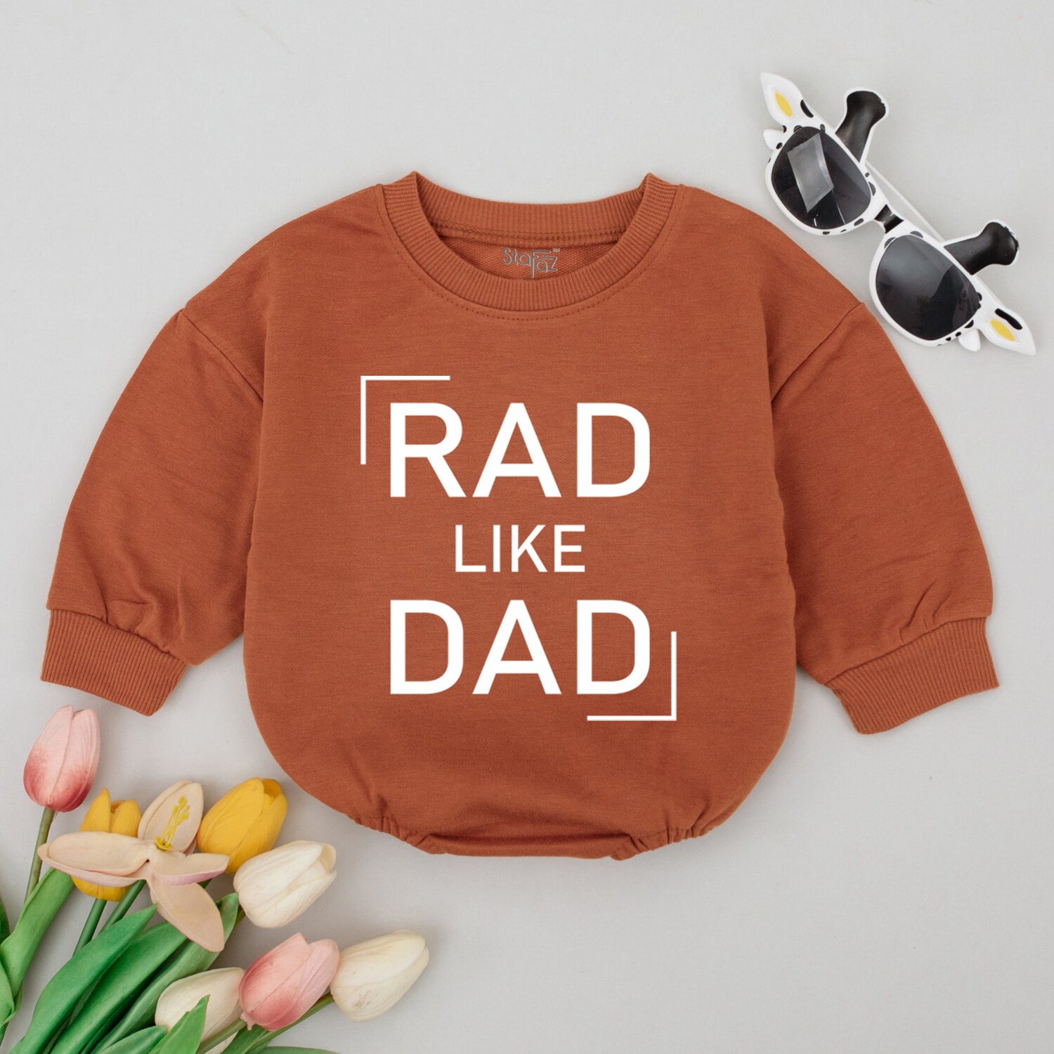 Rad Like Dad Baby Romper Father's Day Baby Bodysuit Gender Neutral Baby Gift image 2