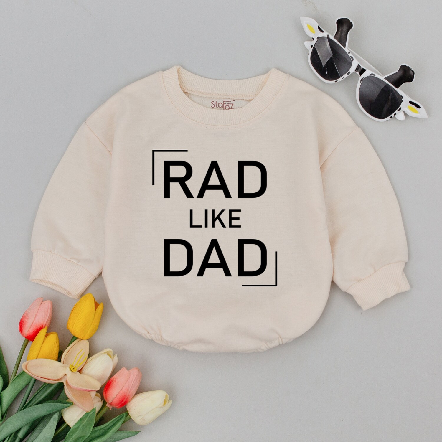 Rad Like Dad Baby Romper Father's Day Baby Bodysuit Gender Neutral Baby Gift image 1