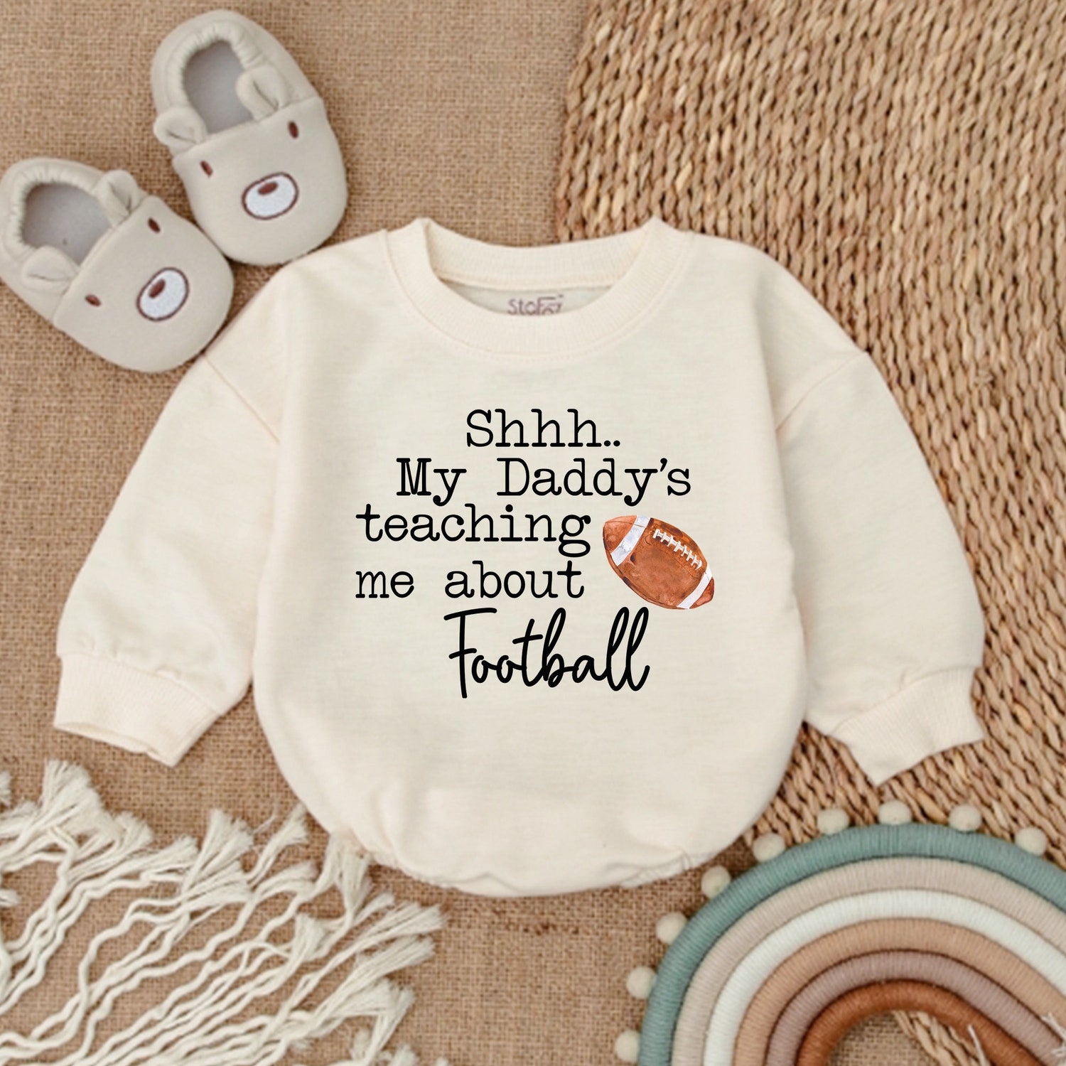 My First Football Season Romper Newborn Baby Bodysuit Baby Shower Gift Father's Day Outfit image 1