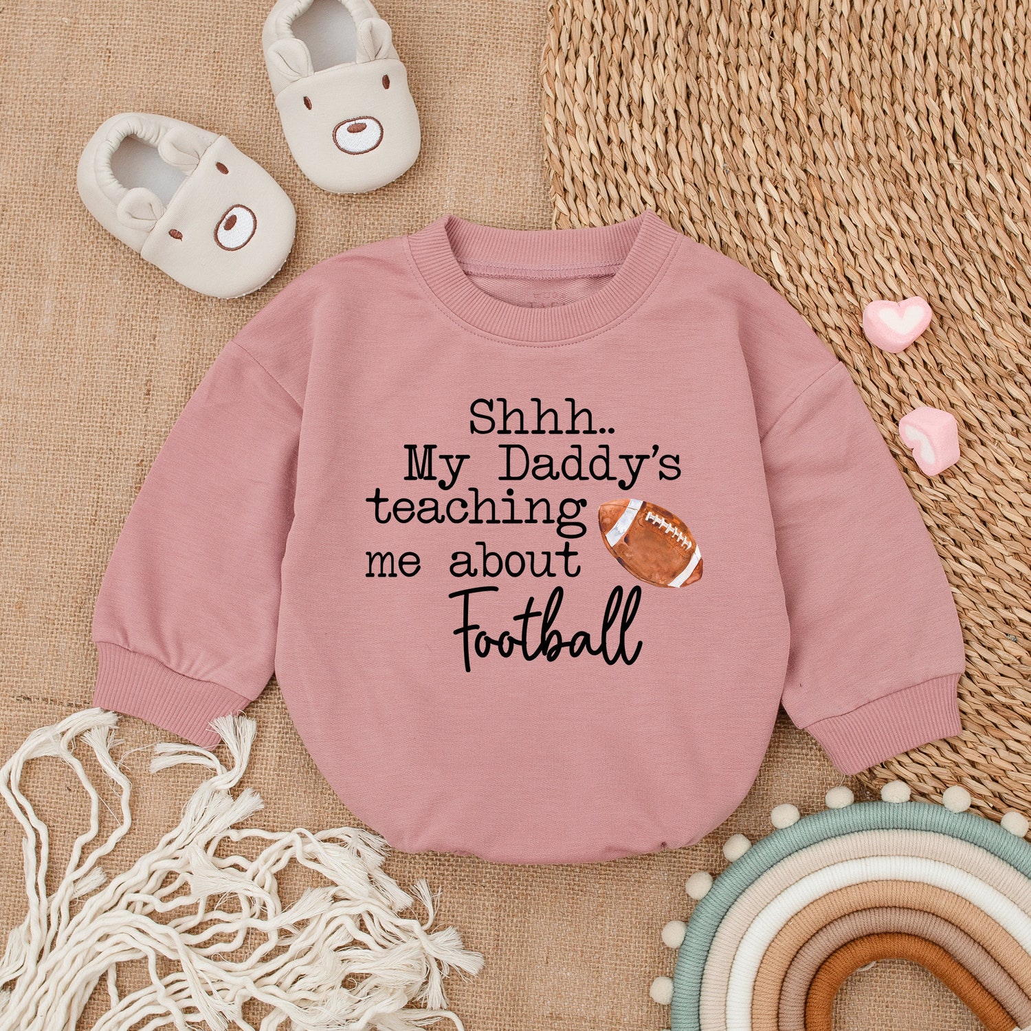 My First Football Season Romper Newborn Baby Bodysuit Baby Shower Gift Father's Day Outfit image 2