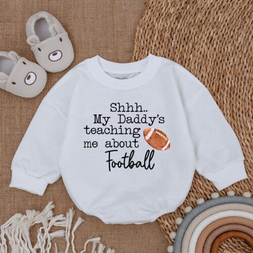 My First Football Season Romper Newborn Baby Bodysuit Baby Shower Gift Father's Day Outfit image 0