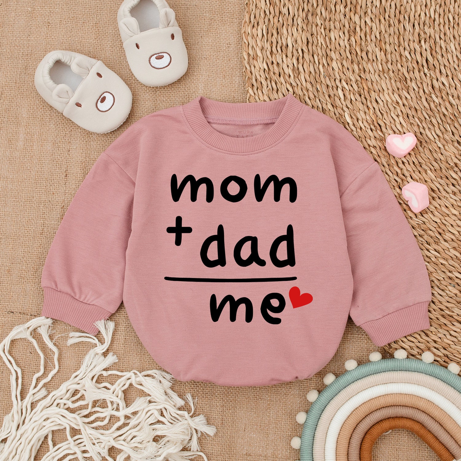 Mom and Dad Equals Me Baby Bodysuit Gender Reveal Outfit Baby Shower Gift Father's Day Romper image 2