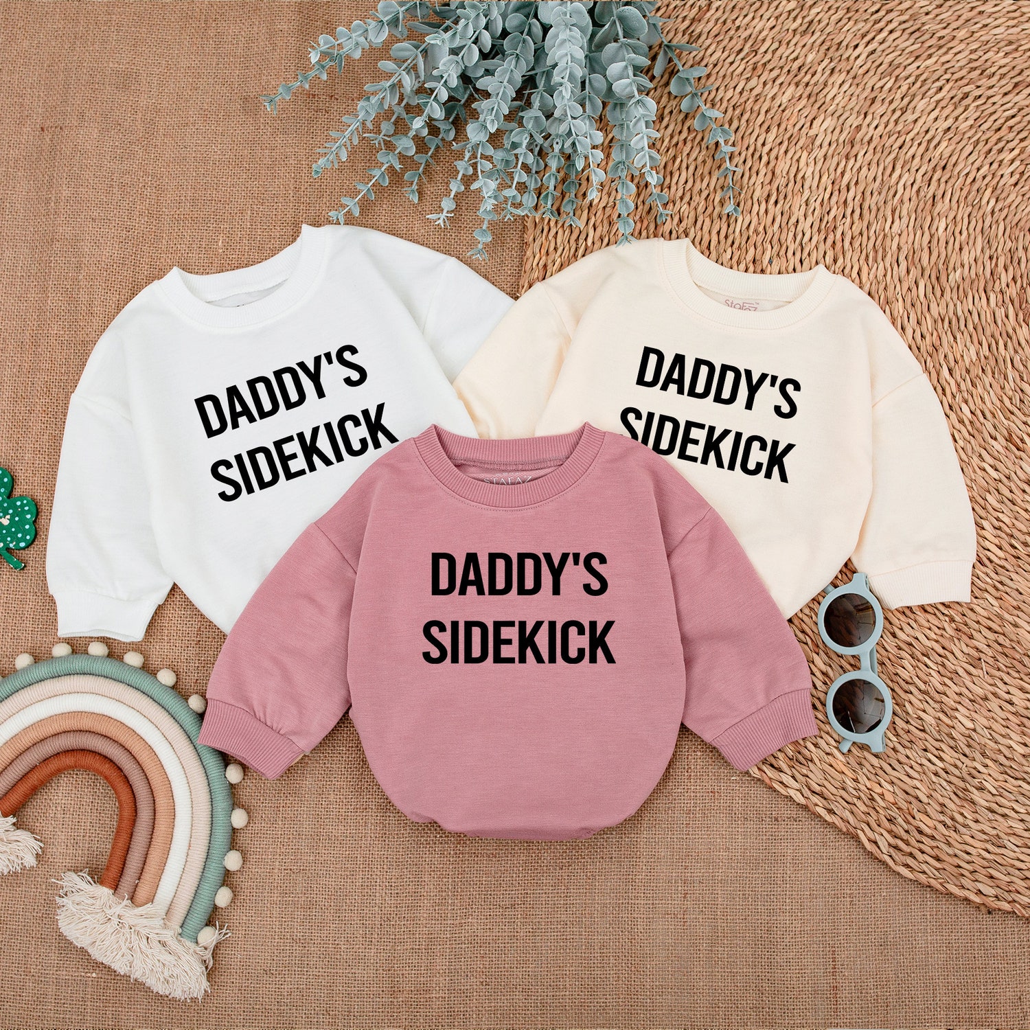 First Father's Day Outfit Daddy's Sidekick Baby Romper Baby Boy Clothes Father's Day Gift image 3