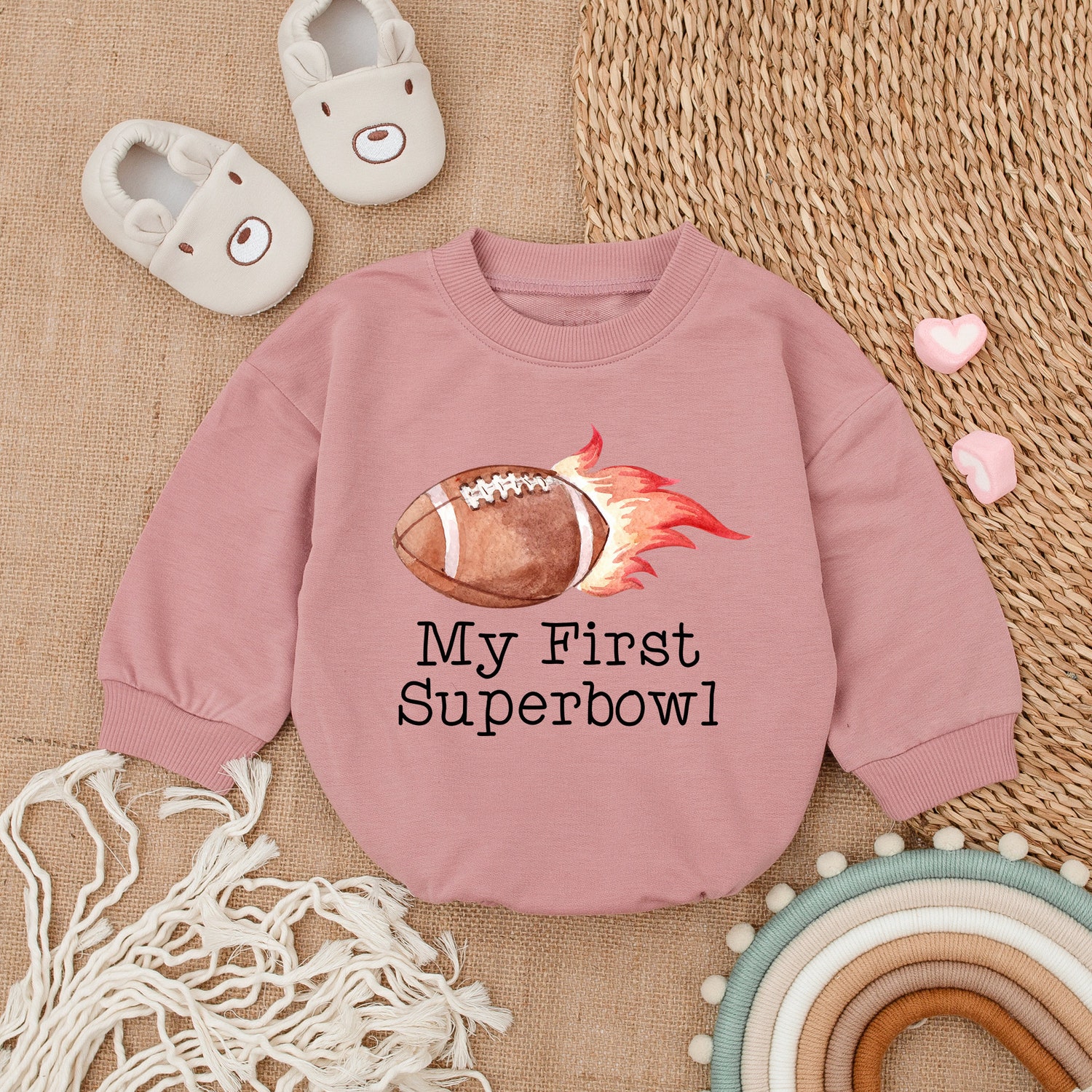 Superbowl Baby Romper Football Baby Gift Game Day Newborn Outfit Baby Bodysuit image 2