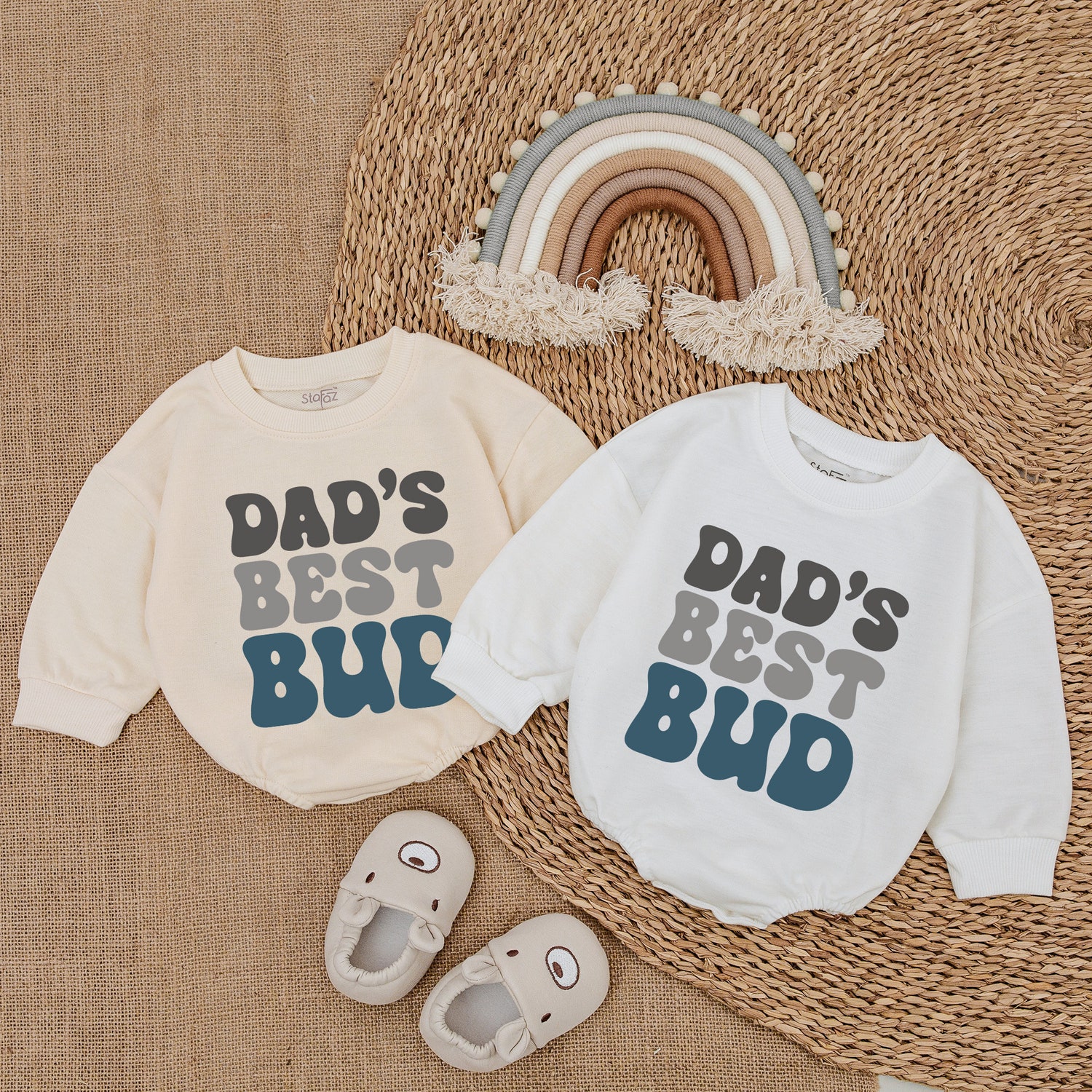 Dad's Best Bud Baby Romper First Father's Day Outfit Baby Boy Clothes Father's Day Gift image 2