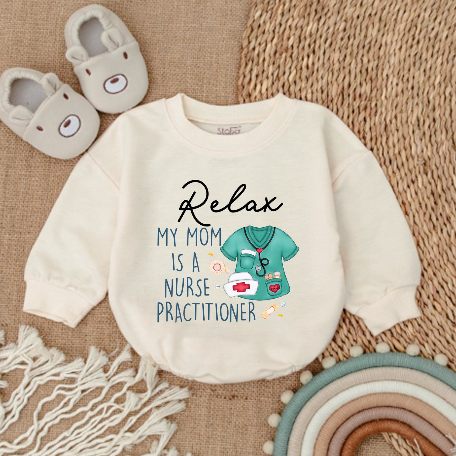 Nurse Practitioner Baby Romper Newborn Baby Shower Gift Pregnancy Announcement Outfit image 1