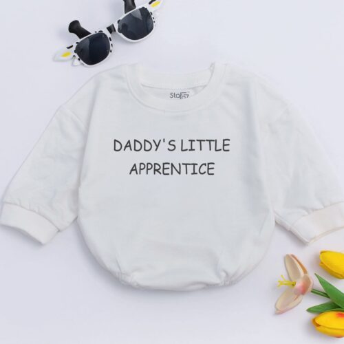 Daddy's Little Apprentice Baby Romper Funny Bodysuit Cute Clothes Gift for Dad 1st Father's Day image 0