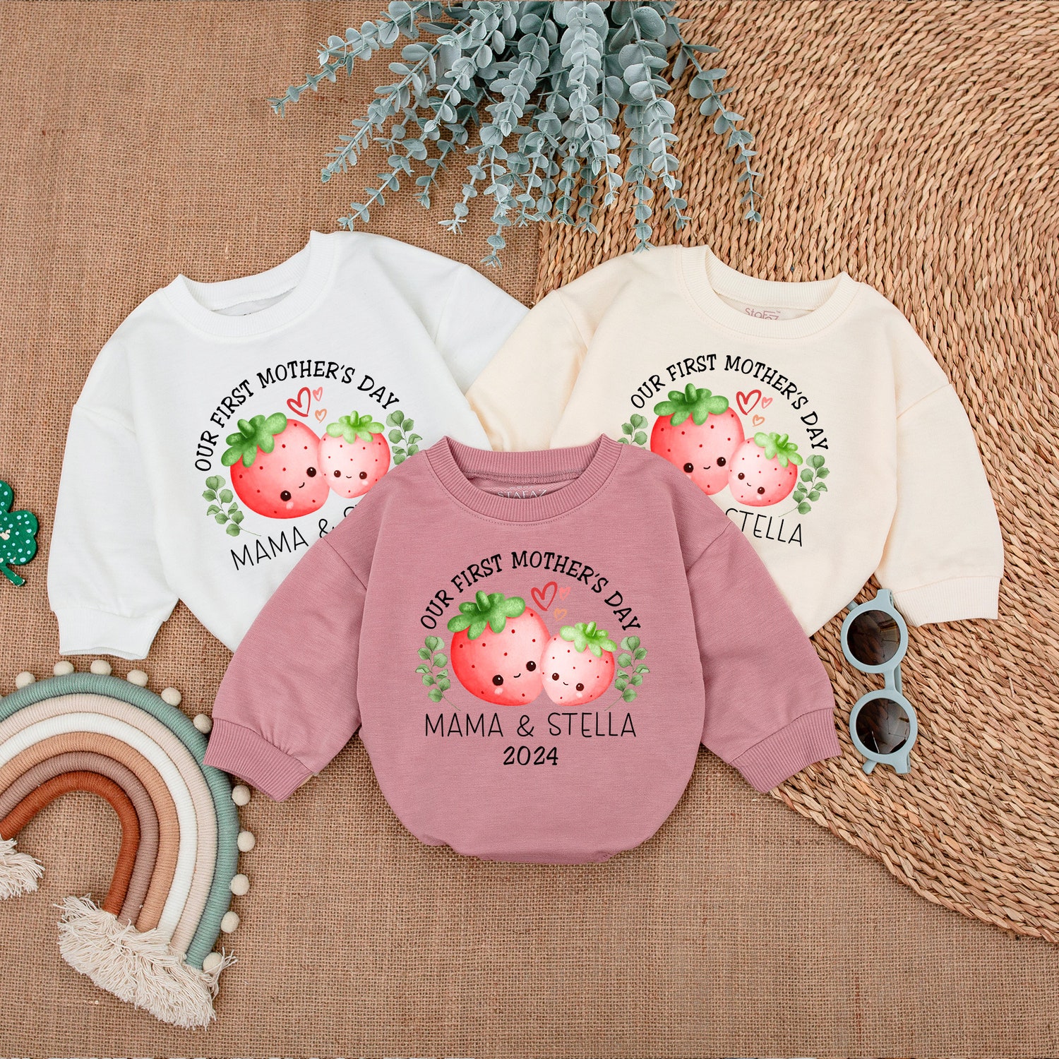 Personalized First Mother's Day Baby Romper Custom Newborn Bodysuit Mother's Day Outfit image 3