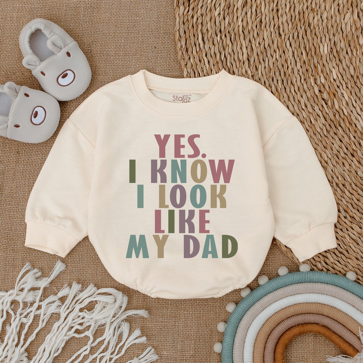 I Know I Look Like My Dad Romper Daddy & Me Bodysuit Baby Girl Outfit Gift for Baby image 1