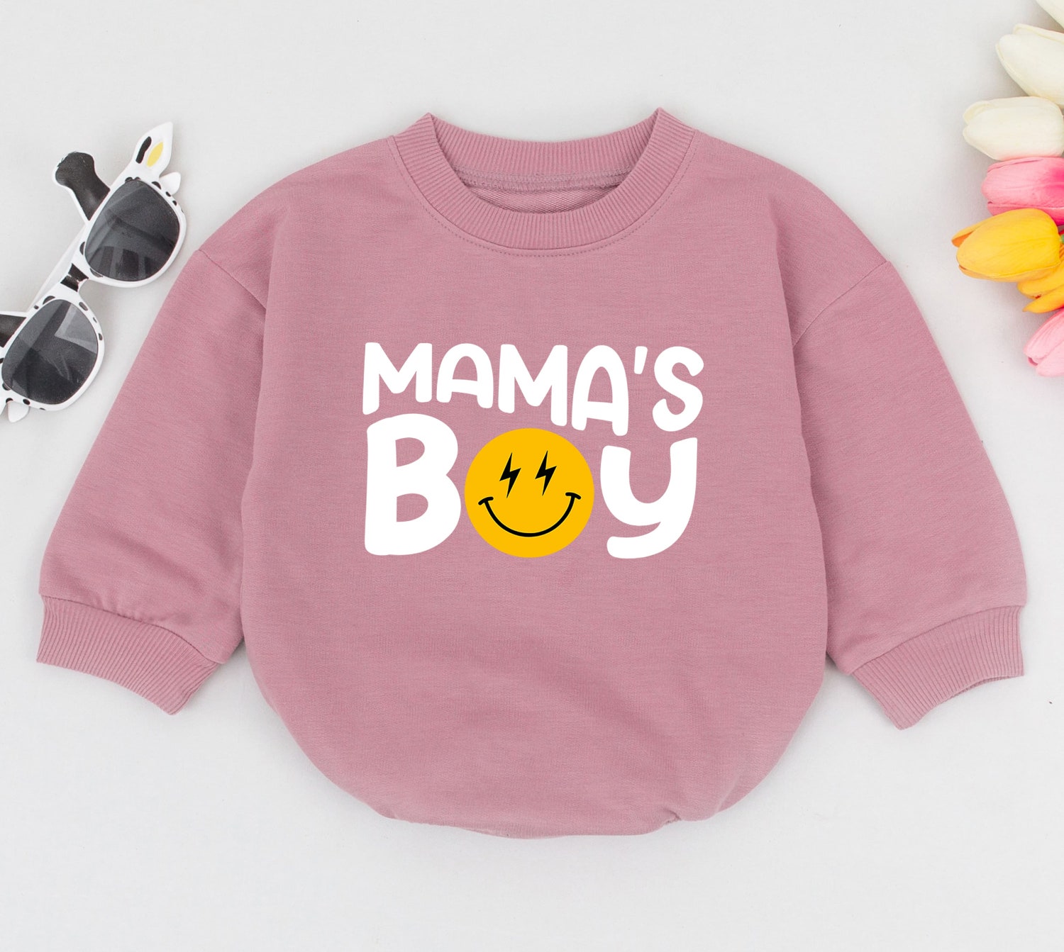 Mama's Boy Baby Romper Mother's Day Gift Baby Shower Outfit New Baby Clothes Smiley Retro image 2