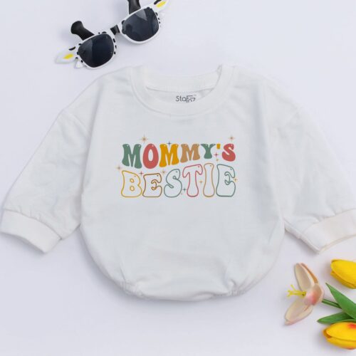 Mommy's Bestie Baby Romper Mother's Day Gift Baby Shower Clothes New Baby Outfit image 0