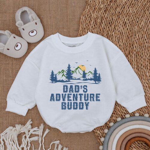 Dad's Adventure Buddy Baby Romper Daddy & Me Bodysuit Baby Girl Outfit Gift for Baby Boy image 0