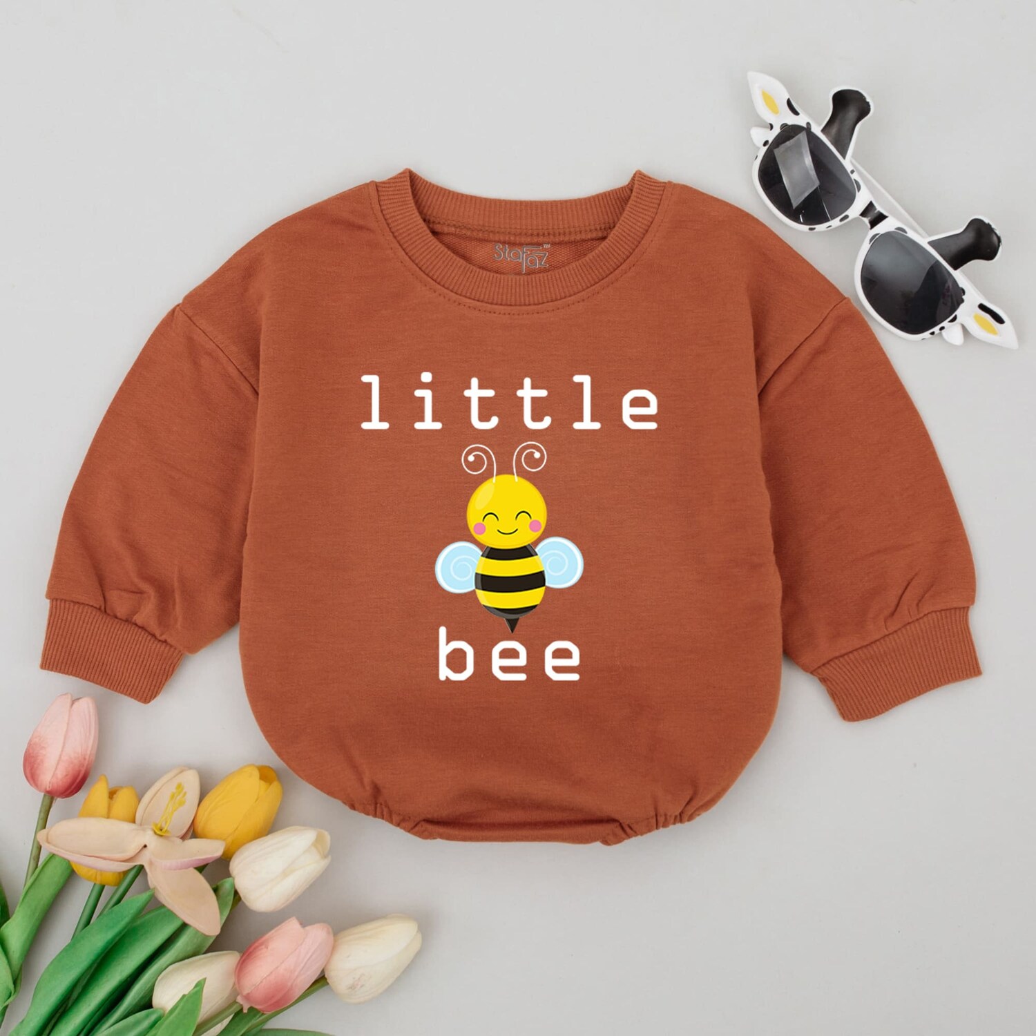 Little Bee Baby Romper Unisex Baby Outfit for Baby Shower Gender Neutral Bumble Bee Romper image 3