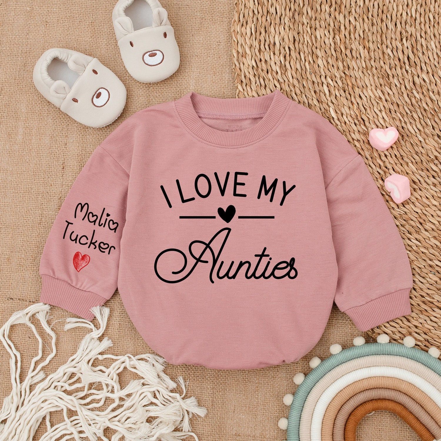 I Love My Aunties Baby Romper Newborn Gift from Aunt Pregnancy Announcement Outfit image 1