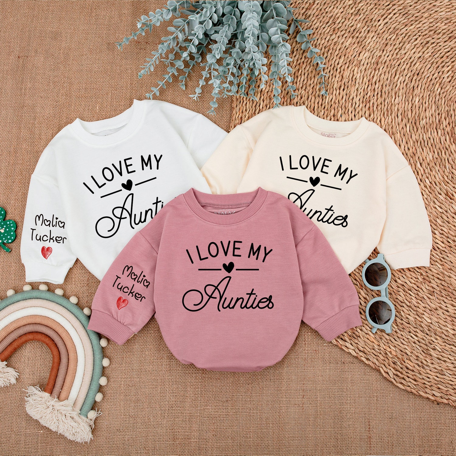 I Love My Aunties Baby Romper Newborn Gift from Aunt Pregnancy Announcement Outfit image 2