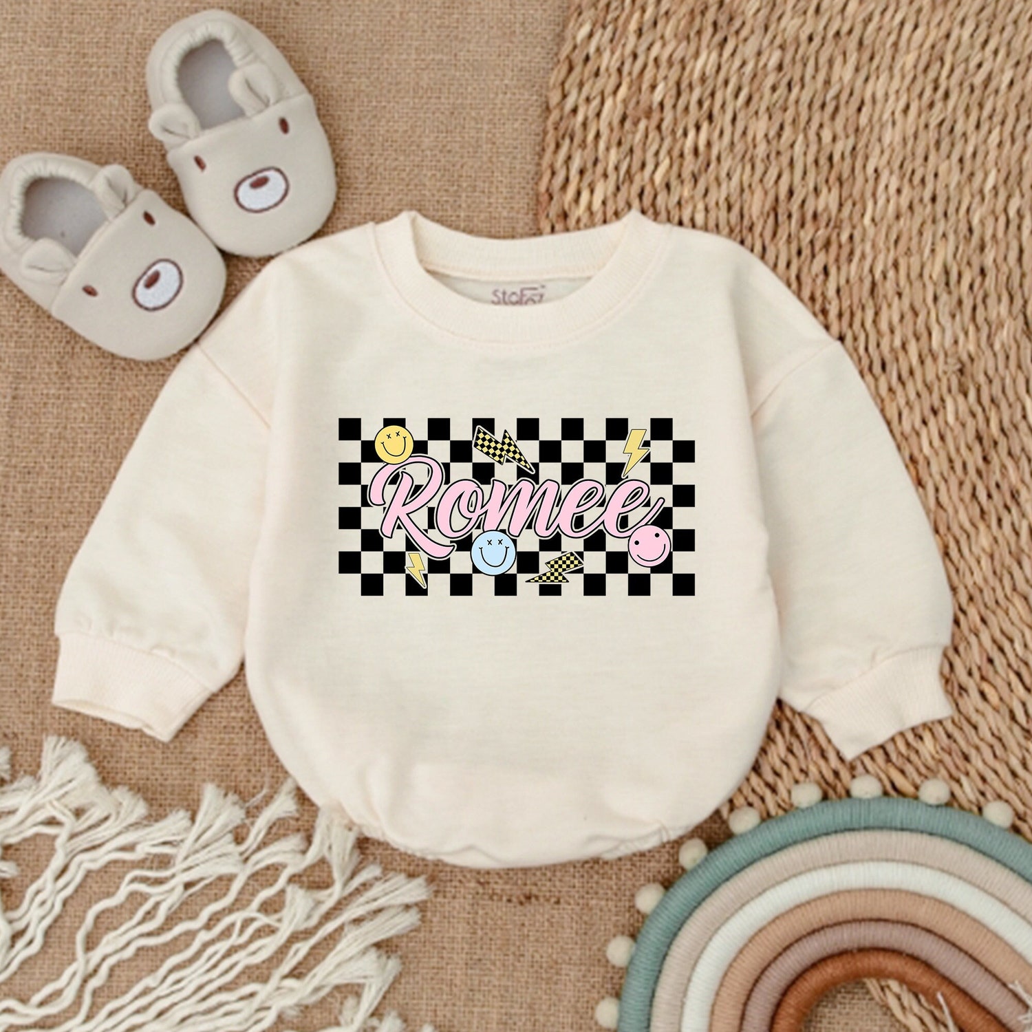 Personalized Baby Girl Bubble Romper Custom Baby Outfit Unique Baby Gift Baby Bodysuit image 1