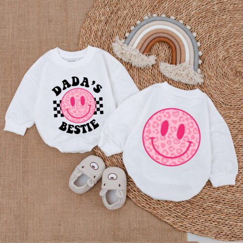 Daddy's Bestie Baby Girl Romper Daddy & Me Bodysuit Gift for Baby Girl Outfit image 0