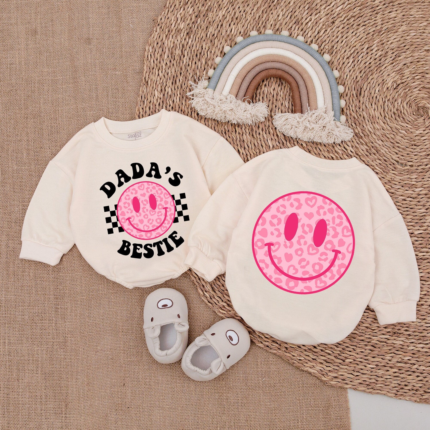 Daddy's Bestie Baby Girl Romper Daddy & Me Bodysuit Gift for Baby Girl Outfit image 1