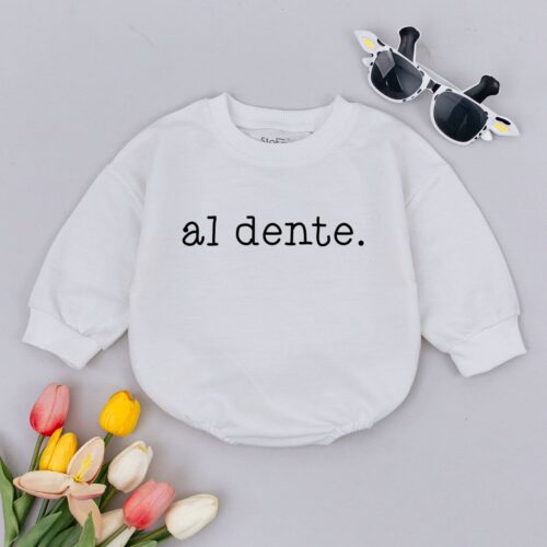 Al Dente Italian Pasta Baby Romper Minimalist Baby Shower Gift for Pasta Lovers image 0