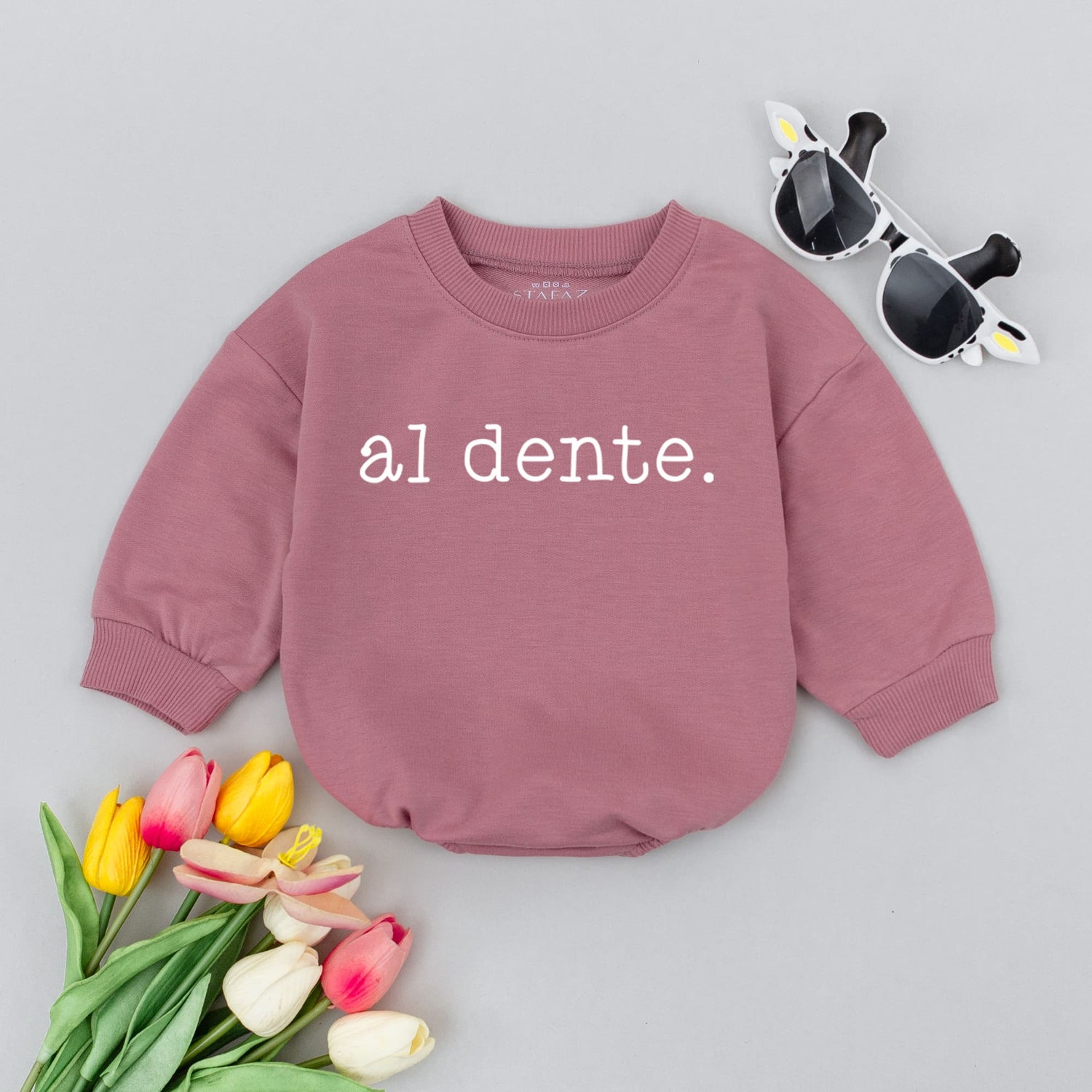 Al Dente Italian Pasta Baby Romper Minimalist Baby Shower Gift for Pasta Lovers image 2