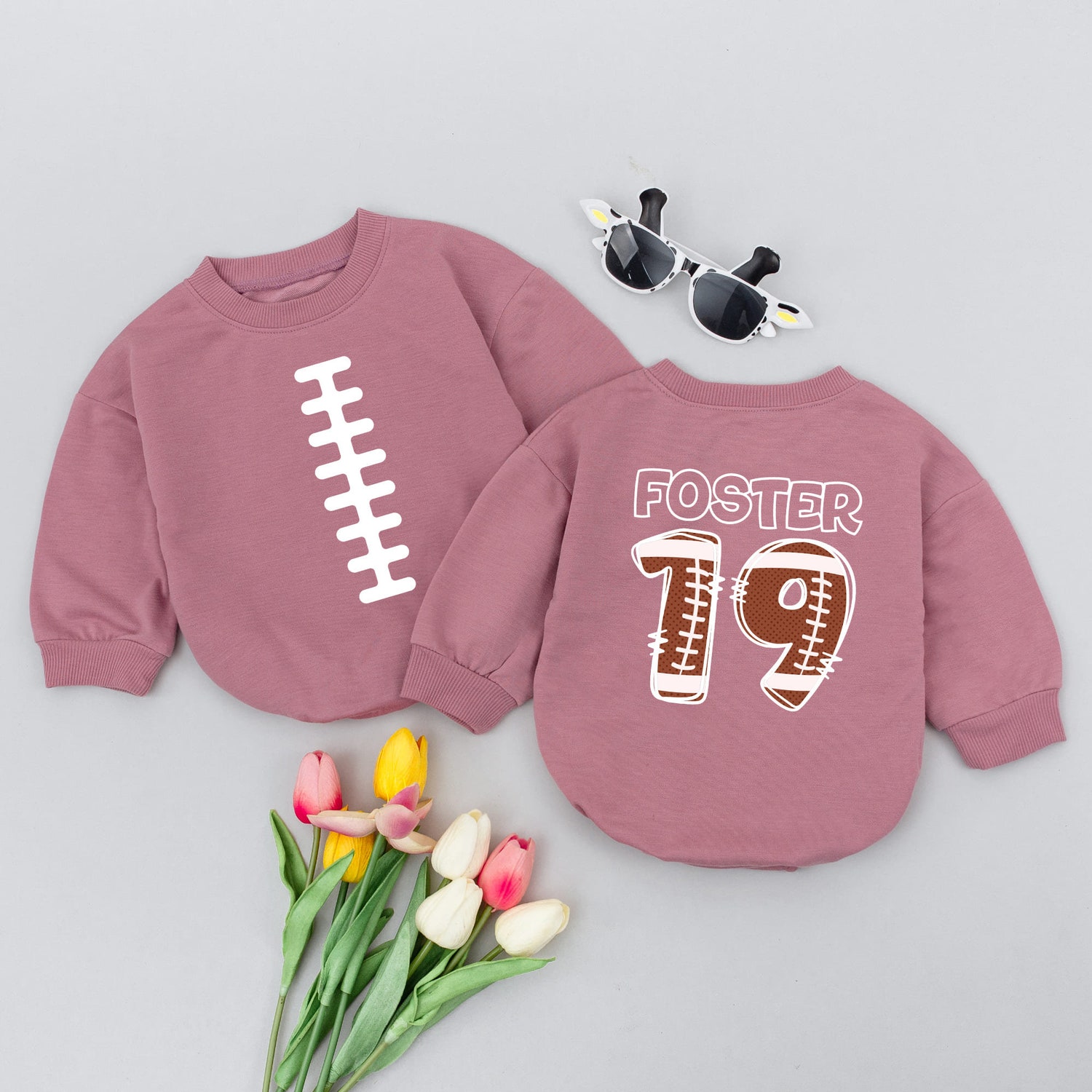 Custom Football Baby Romper with Name and Number Personalized Baby Outfit Football Baby Clothes image 3