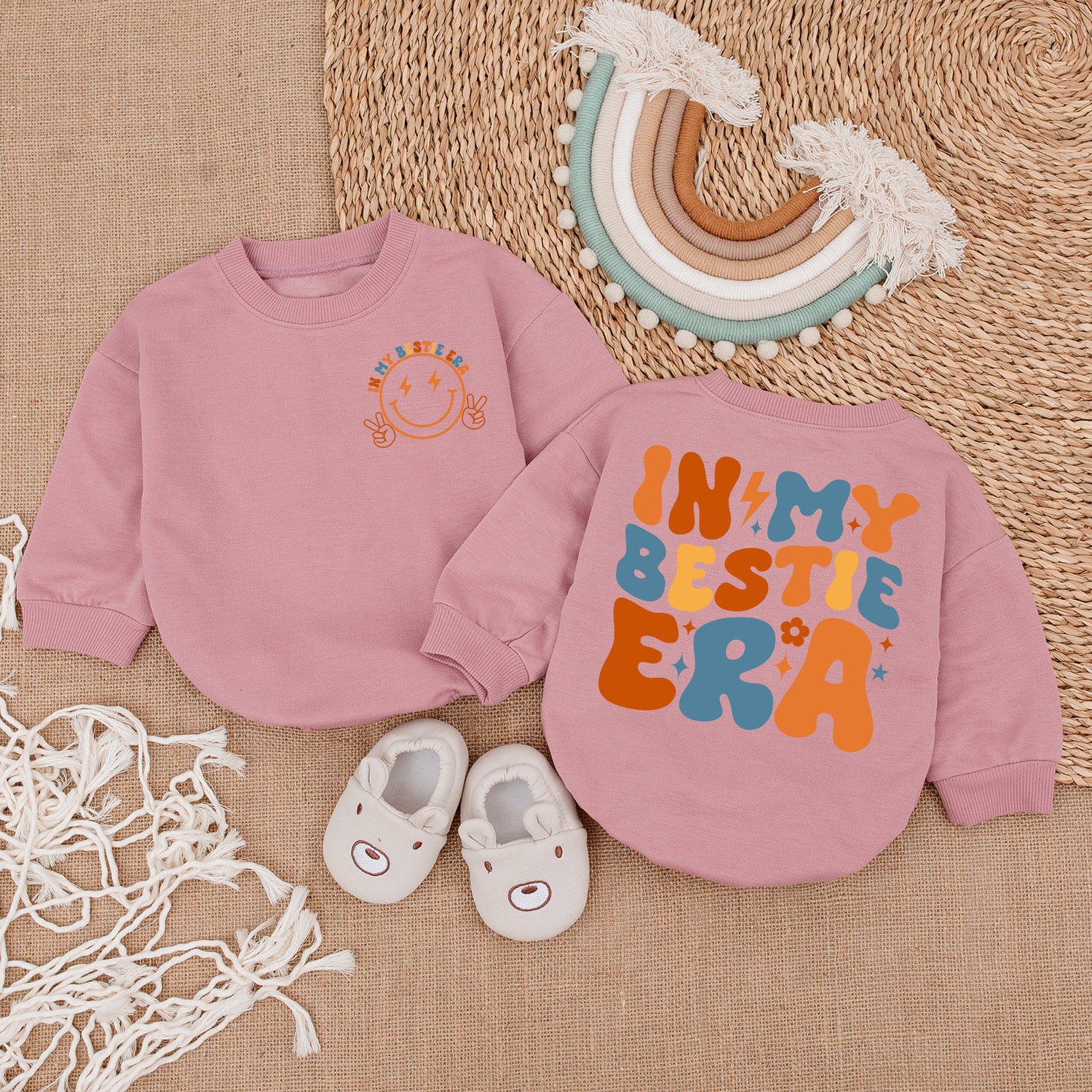 In My Bestie Era Baby Girl Romper Baby Shower Gift Cute Baby Girl Outfit Sweater Romper image 2