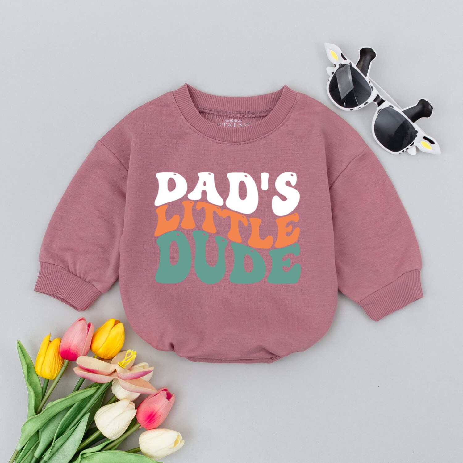 Dad's Little Dude Baby Romper Father's Day Gift New Dad Present Baby Boy Clothing Outfit image 3