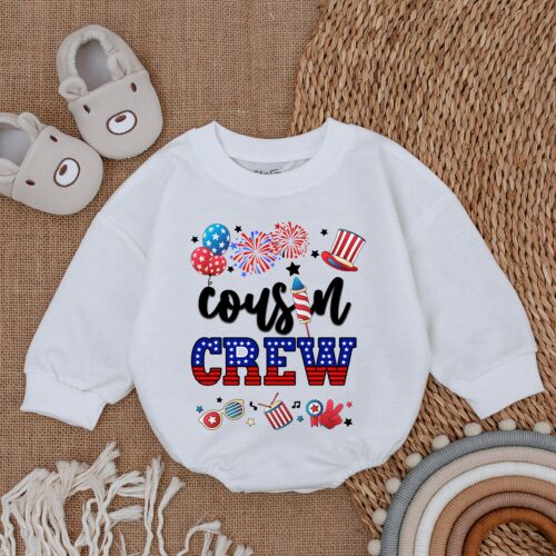 Cousin Crew July 4th Matching Shirts for Kids Funny Baby Shower Gift Romper Outfit image 0