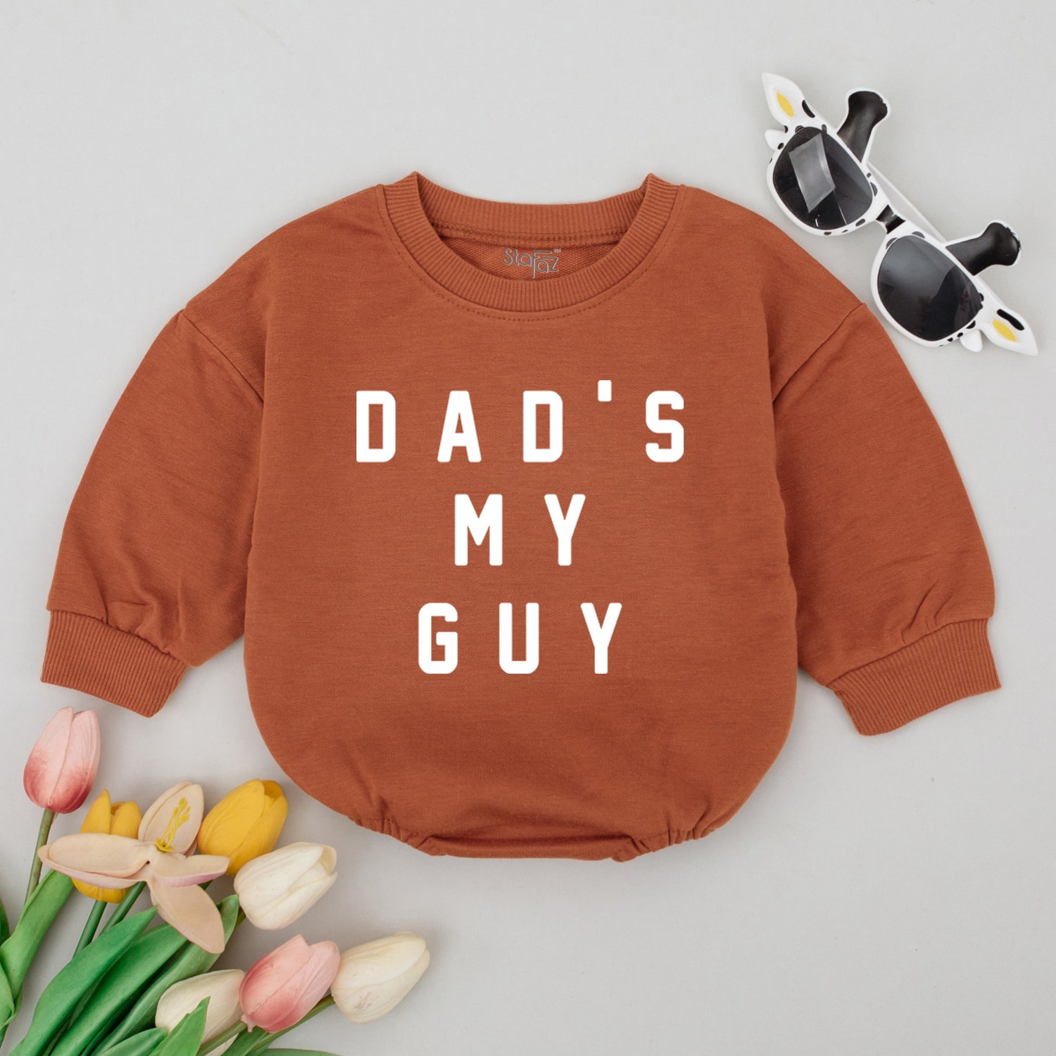 Dad's My Guy Baby Romper Minimalist Bodysuit Father's Day Outfit New Dad Gift image 3