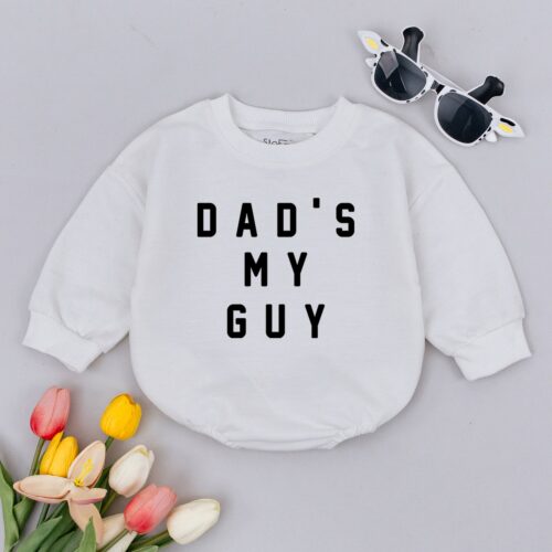 Dad's My Guy Baby Romper Minimalist Bodysuit Father's Day Outfit New Dad Gift image 0