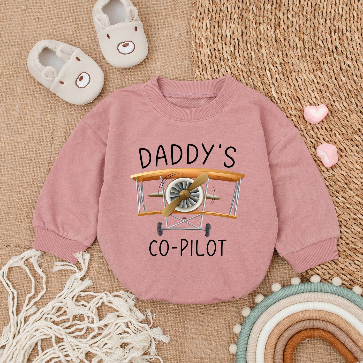 Daddy's Little Copilot Airplane Baby Bodysuit Cute Baby Romper Baby Shower Gift Baby Clothes image 3