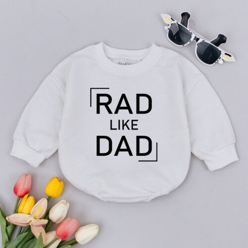 Rad Like Dad Baby Romper Father's Day Baby Bodysuit Gender Neutral Baby Gift image 0