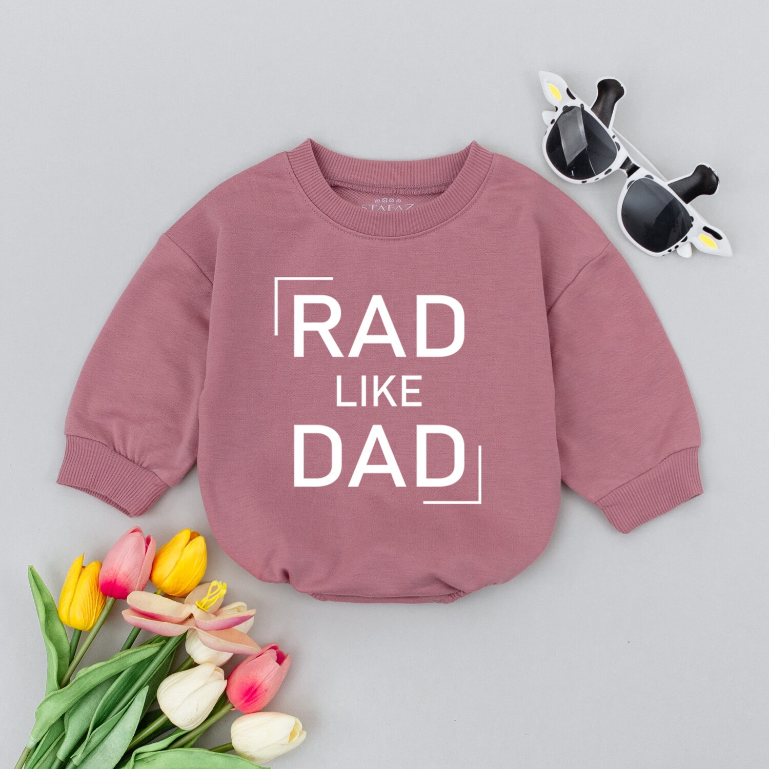 Rad Like Dad Baby Romper Father's Day Baby Bodysuit Gender Neutral Baby Gift image 3