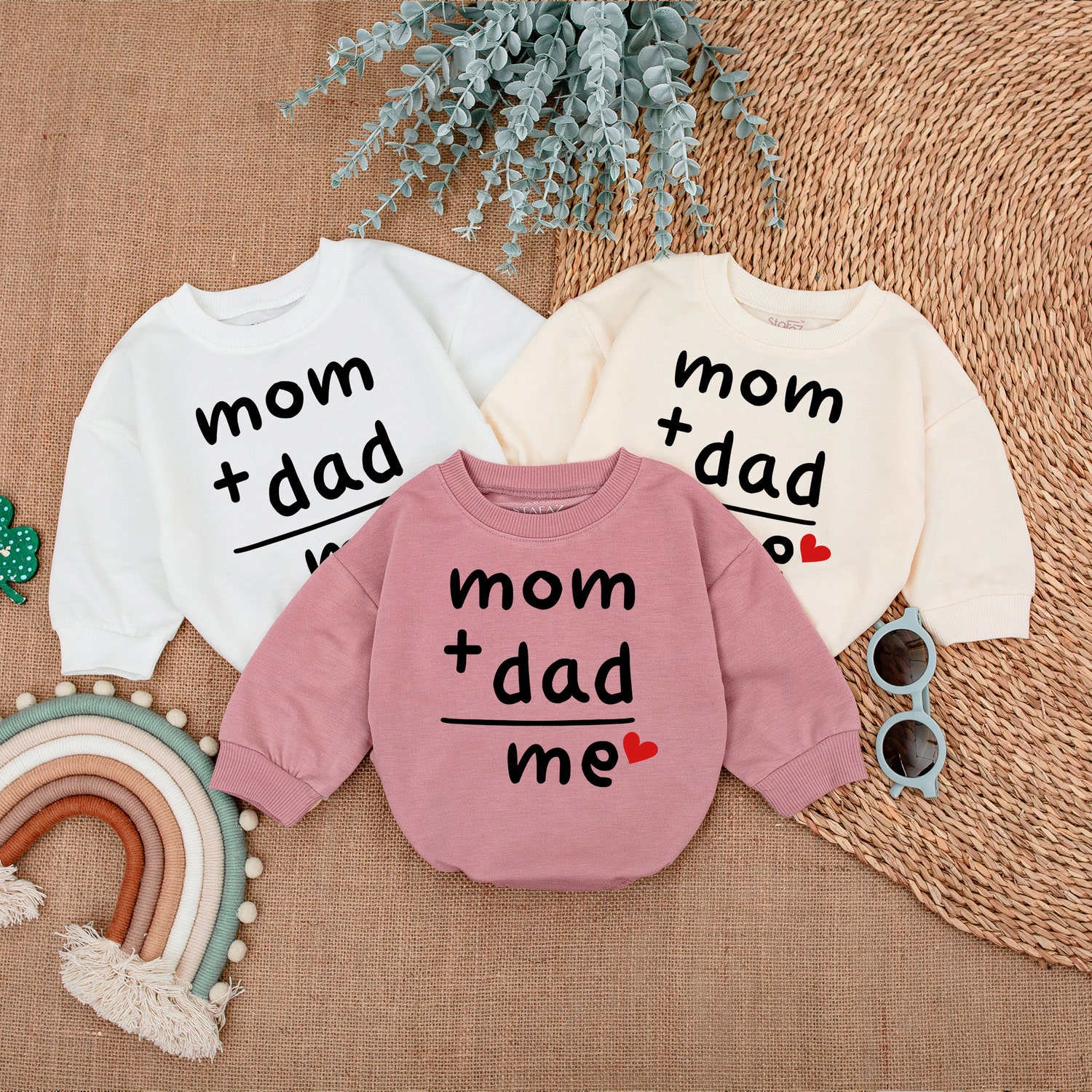 Mom and Dad Equals Me Baby Bodysuit Gender Reveal Outfit Baby Shower Gift Father's Day Romper image 3